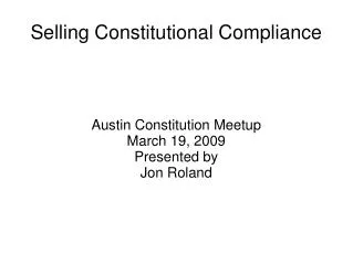 Selling Constitutional Compliance
