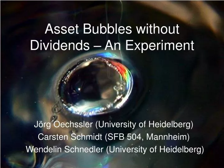 asset bubbles without dividends an experiment