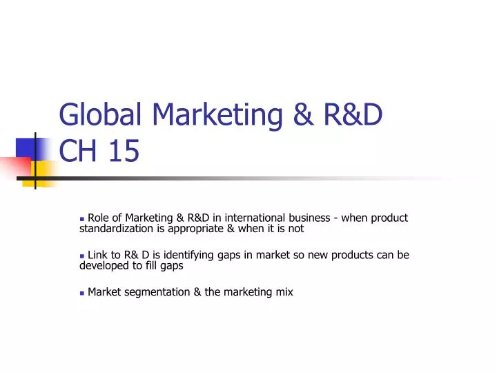 global marketing r d ch 15