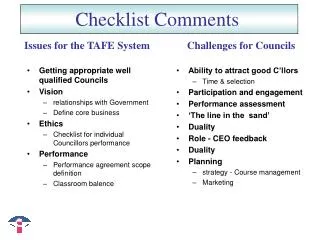 Checklist Comments