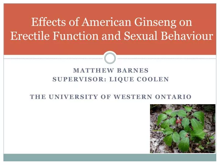 effects of american ginseng on erectile function and sexual behaviour