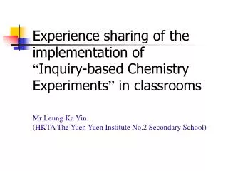 Mr Leung Ka Yin (HKTA The Yuen Yuen Institute No.2 Secondary School)