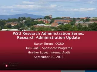 WSU Research Administration Series: Research Administration Update