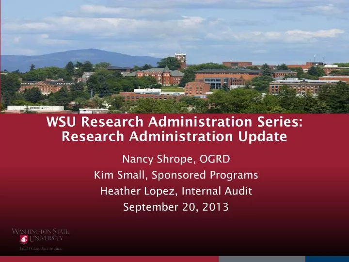 wsu research administration series research administration update