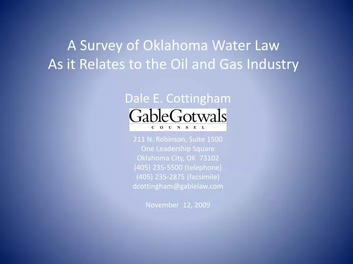 a survey of oklahoma water law as it relates to the oil and gas industry