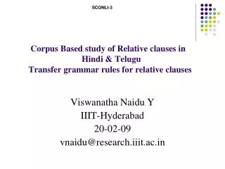 Viswanatha Naidu Y IIIT-Hyderabad 20-02-09 vnaidu@research.iiit.ac.in