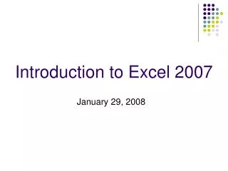 Introduction to Excel 2007