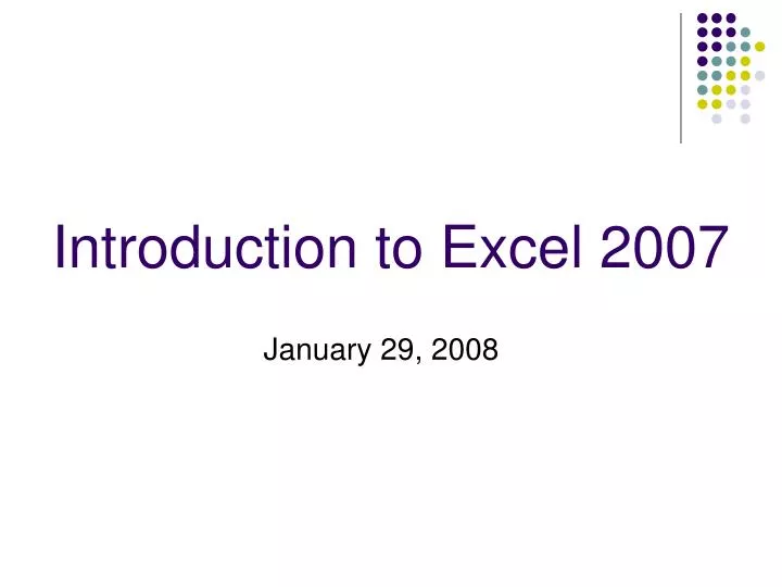 introduction to excel 2007
