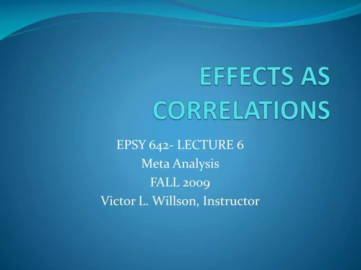 effects as correlations