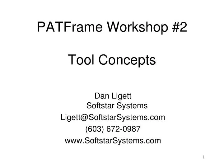 patframe workshop 2 tool concepts