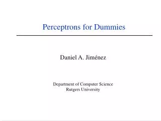 Perceptrons for Dummies
