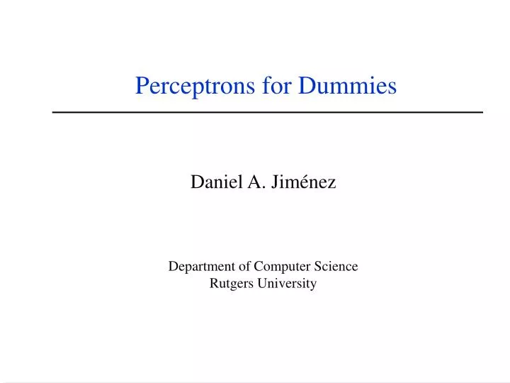 perceptrons for dummies