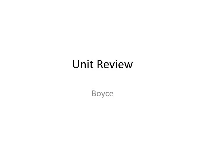 unit review