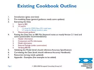 Existing Cookbook Outline