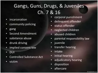 Gangs, Guns, Drugs, &amp; Juveniles Ch. 7 &amp; 16