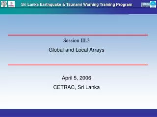 Sri Lanka Earthquake &amp; Tsunami Warning Training Program