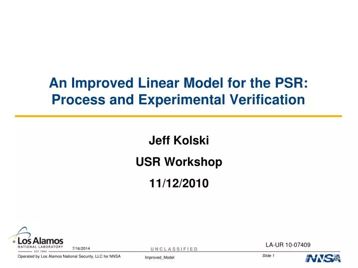 an improved linear model for the psr process and experimental verification
