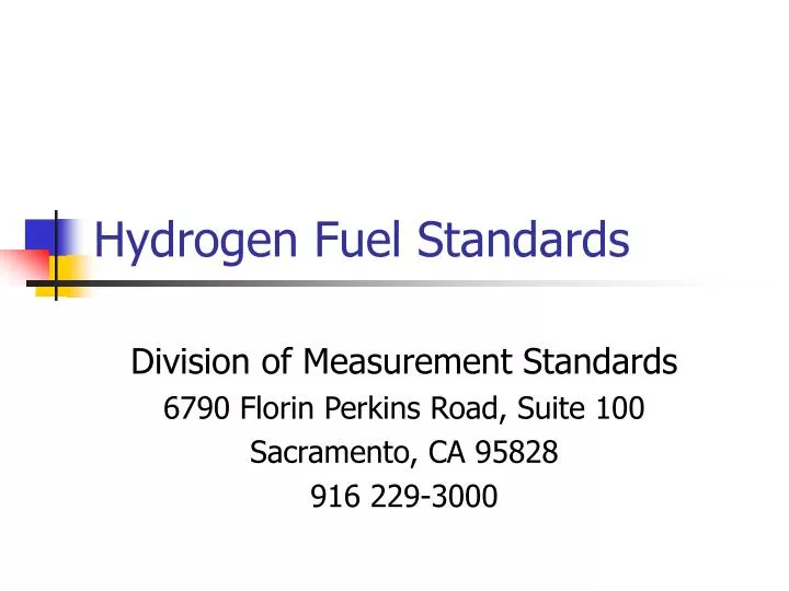 hydrogen fuel standards