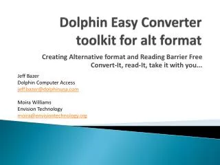 Dolphin Easy Converter toolkit for alt format