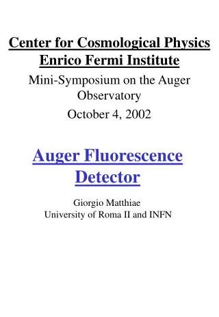 Auger Fluorescence Detector