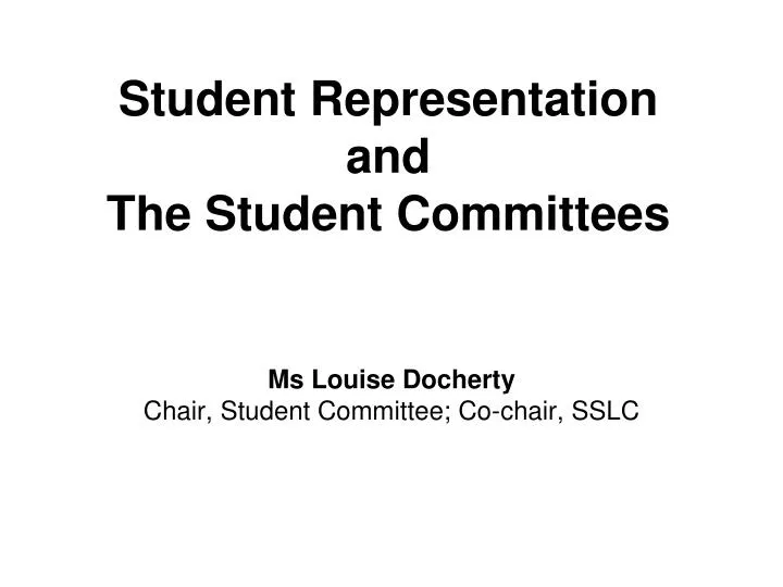 student representation and the student committees