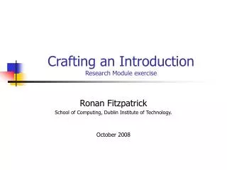 Crafting an Introduction Research Module exercise