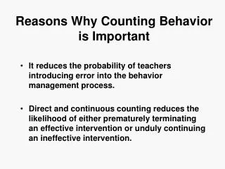 Reasons Why Counting Behavior is Important