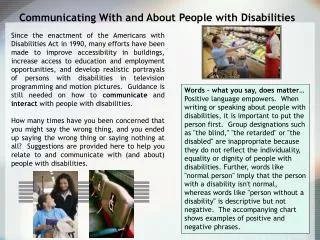 Communicating With and About People with Disabilities