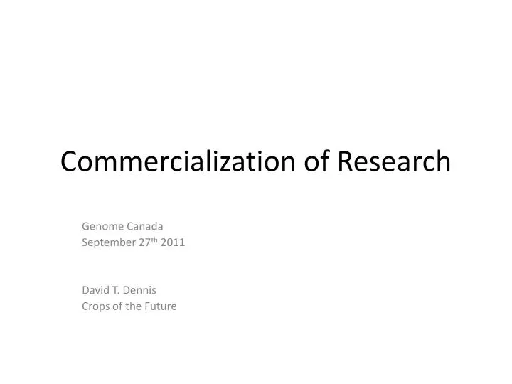 commercialization of research