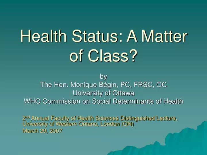 health status a matter of class