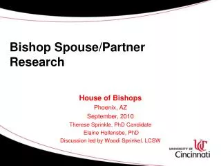 Bishop Spouse/Partner Research