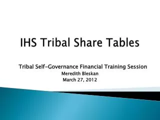 IHS Tribal Share Tables