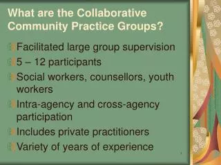 What are the Collaborative Community Practice Groups?