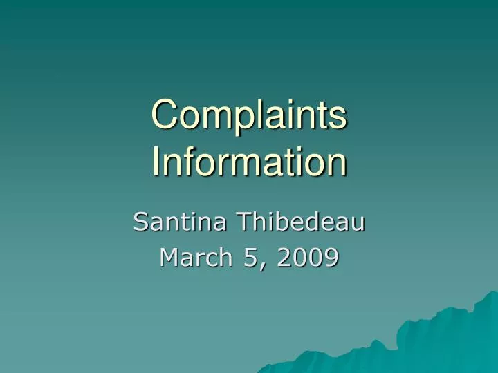 complaints information