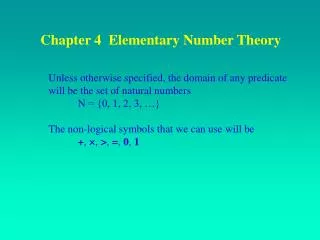 Chapter 4 Elementary Number Theory