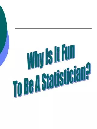 Why Is It Fun To Be A Statistician?
