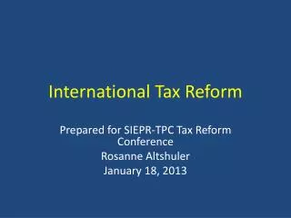 International Tax Reform