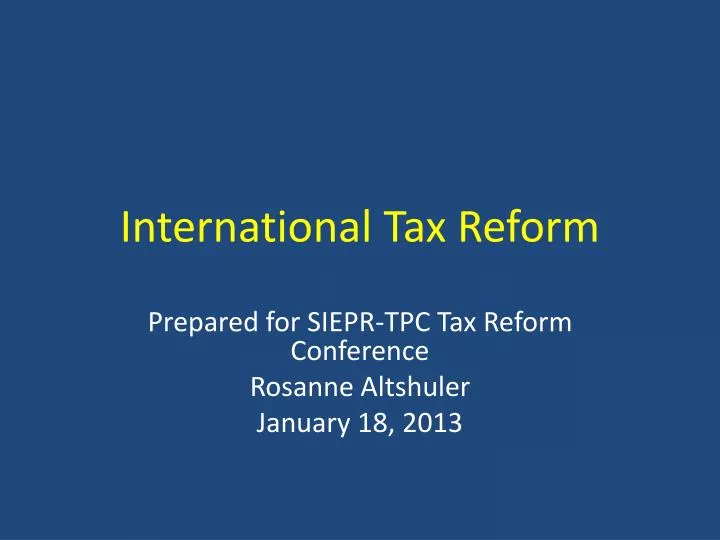 international tax reform