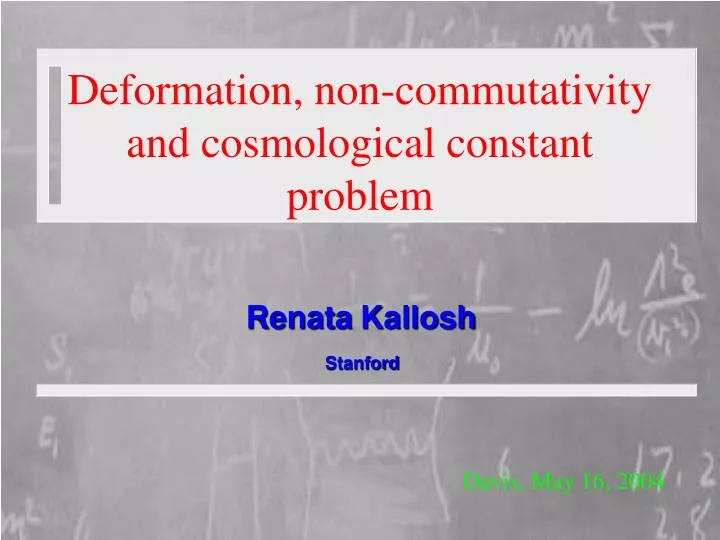 deformation non commutativity and cosmological constant problem