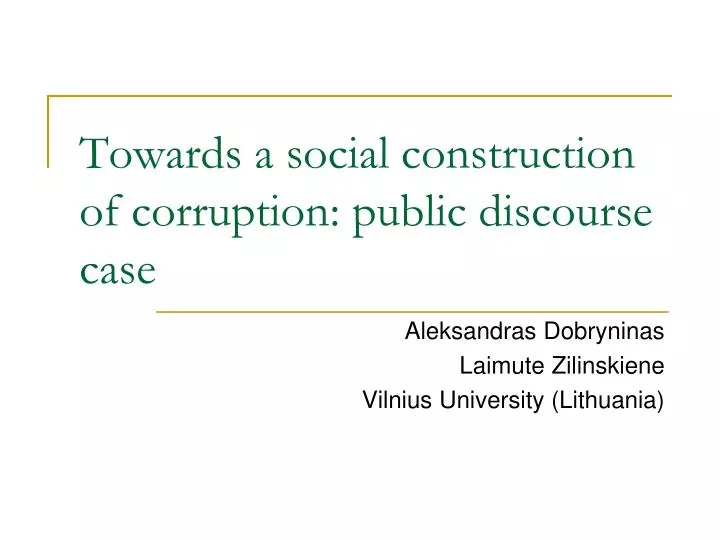 towards a social construction of corruption public discourse case