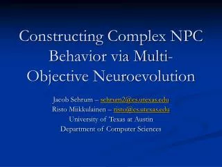 Constructing Complex NPC Behavior via Multi-Objective Neuroevolution