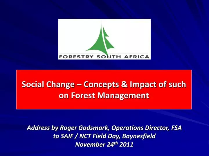 social change concepts impact of such on forest management