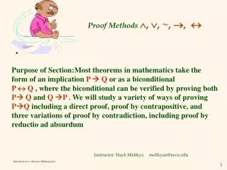 Proof Methods ?, ?, ~ , ?, ?