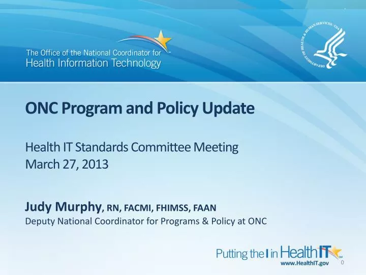 onc program and policy update health it standards committee meeting march 27 2013