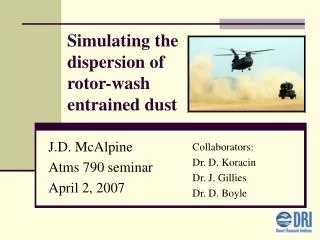 Simulating the dispersion of rotor-wash entrained dust