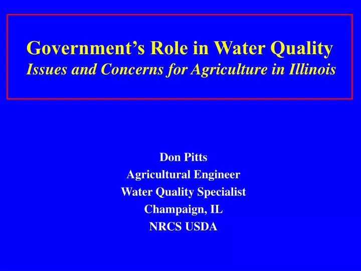 government s role in water quality issues and concerns for agriculture in illinois