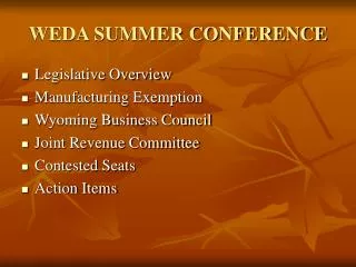 WEDA SUMMER CONFERENCE