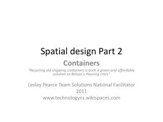 Spatial design Part 2