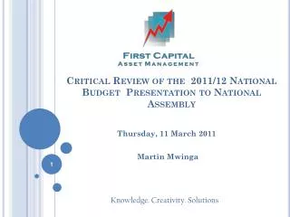 Critical Review of the 2011/12 National Budget Presentation to National Assembly