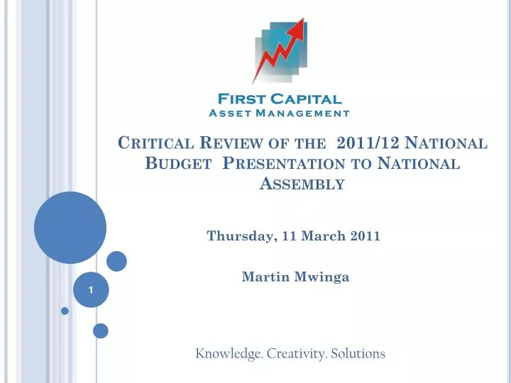 critical review of the 2011 12 national budget presentation to national assembly